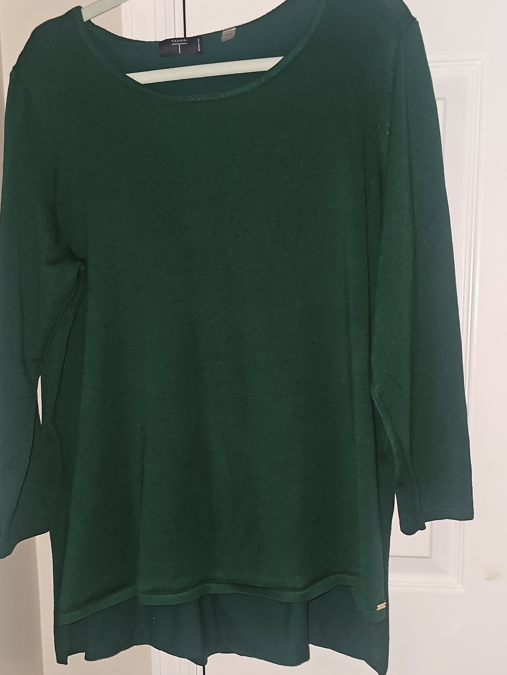 Tahari Dark Green Layered Long-Sleeve Top